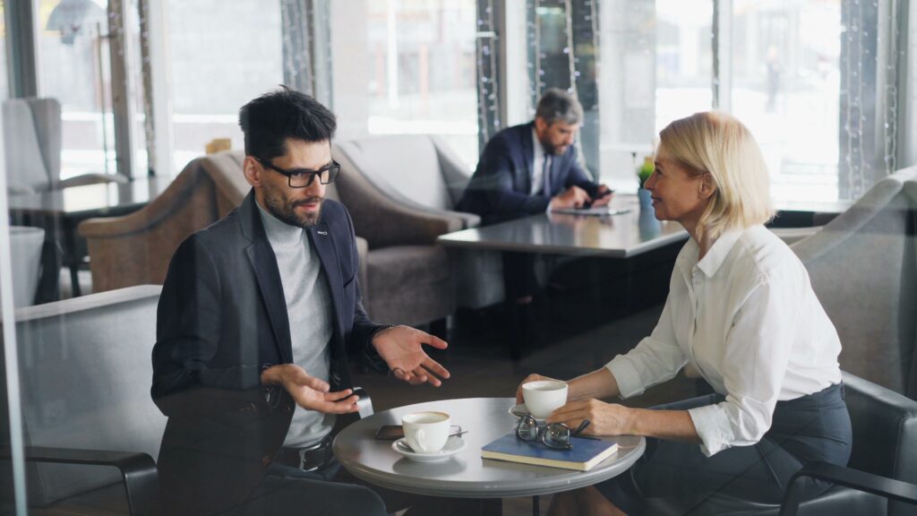 Two people having a conversation.