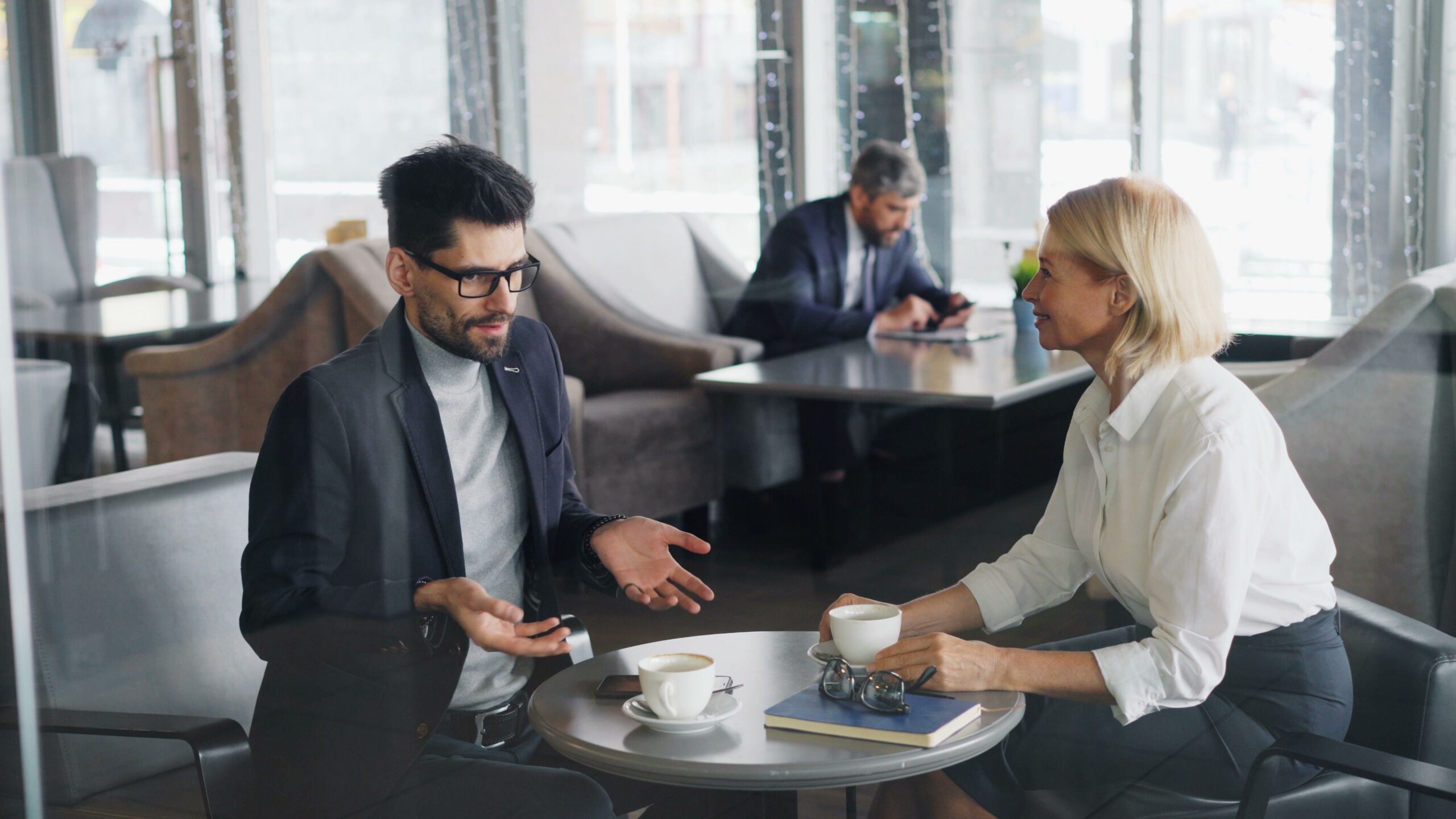Two people having a conversation.